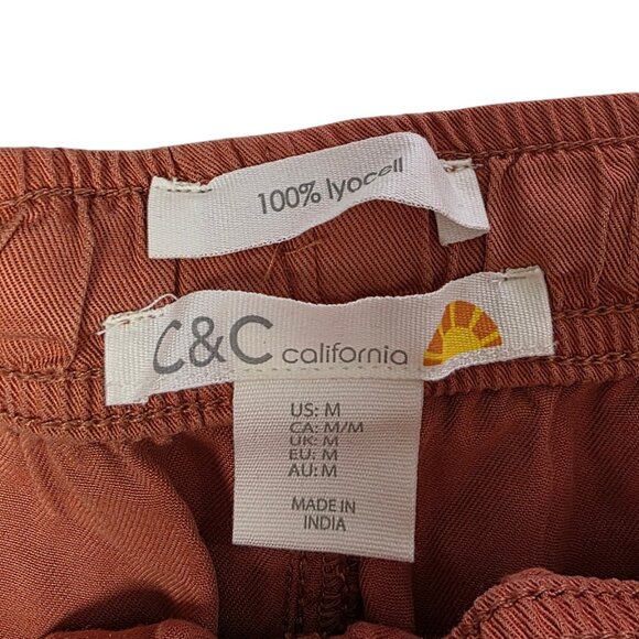 C&C California 100% Lyocell Pull On Shorts, Stretch Waist, Orange, Tie, Size M - Picture 6 of 7